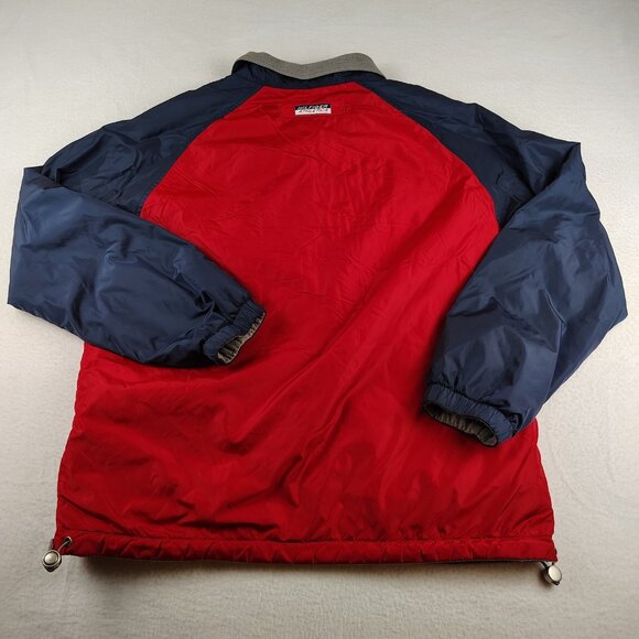 VTG Hilfiger Athletics Jacket Mens Medium Nylon Fleece Lined Reversible - Picture 2 of 12